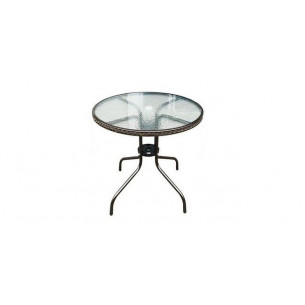 Стол к набору Марсель Мини арт.WR1208,WR1208/1, WR1215 Ø60см с оплеткой (каркас черный, столешница прозрачная) Китай