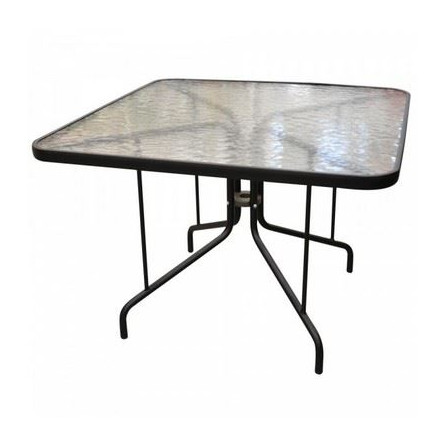 Стол к набору Сан-Ремо 2 арт.ZRTA3433 100х100см (каркас черн. столеш. прозр.) Китай "Garden story"