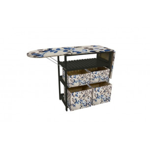 Гладильный комод двойной Garden story арт.ГК2-001Г темный орех голубой цветы "Garden story"