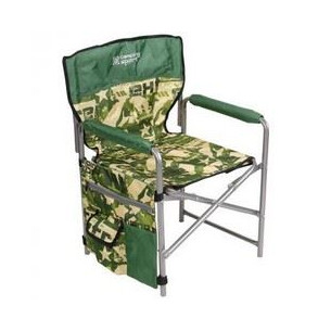 Кресло складное c карманами КС2 арт.КС2/ЭЗ серый зеленый, без м/э