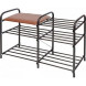 Этажерка для обуви Люкс арт.ЭТЛ3/А трехъярусная, каркас медный антик, сиденье цв.коричневый