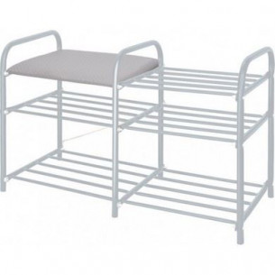 Этажерка для обуви Люкс арт.ЭТЛ3/С трехъярусная, каркас серый, сиденье цв.серый
