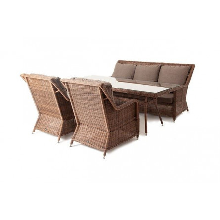 "Гляссе" обеденная группа из искусственного ротанга, цвет коричневый