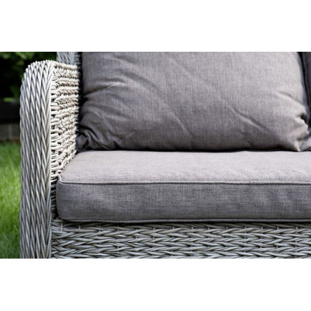 "Гляссе" диван трехместный из искусственного ротанга (гиацинт), цвет графит