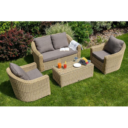 "Кон Панна" лаунж-зона из искусственного ротанга, цвет соломенный