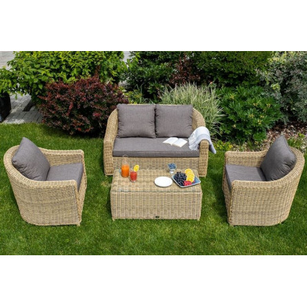 "Кон Панна" лаунж-зона из искусственного ротанга, цвет соломенный