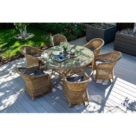 "Эспрессо-150 R" обеденная группа плетеная, цвет соломенный