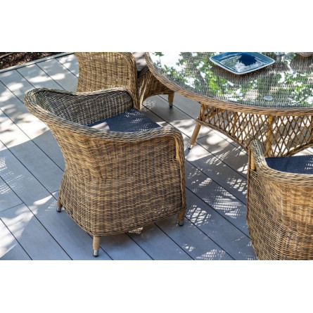 "Эспрессо-150 R" обеденная группа плетеная, цвет соломенный