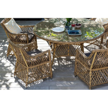 "Эспрессо-150 L" обеденная группа плетеная, цвет соломенный