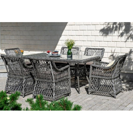 "Латте" обеденная группа плетеная, цвет графит