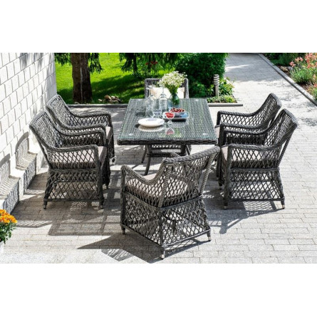 "Латте" обеденная группа плетеная, цвет графит