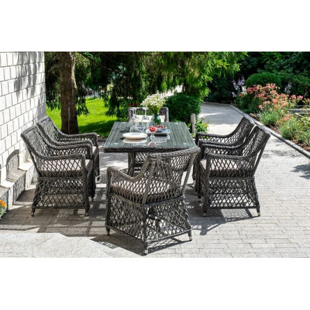 "Латте" обеденная группа плетеная, цвет графит