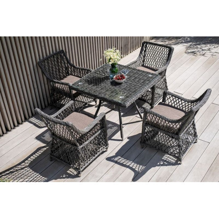 "Айриш" обеденная группа плетеная на 4 персоны, цвет графит
