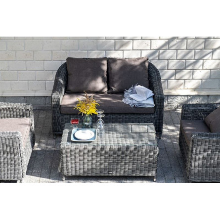 "Кон Панна" диван из искусственного ротанга двухместный, цвет графит