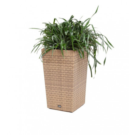 "Капучино" кашпо для цветов плетеное из искусственного ротанга, цвет соломенный