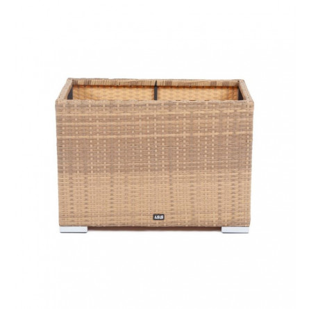 "Лунго" кашпо для цветов большое плетеное из искусственного ротанга, цвет соломенный