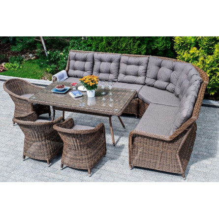 "Базелла" обеденная группа из искусственного ротанга, цвет коричневый