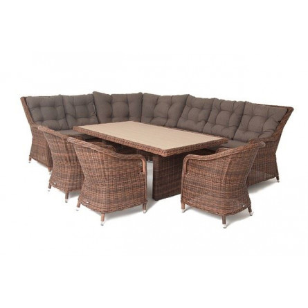 "Бергамо" обеденная группа угловая из искусственного ротанга, цвет коричневый