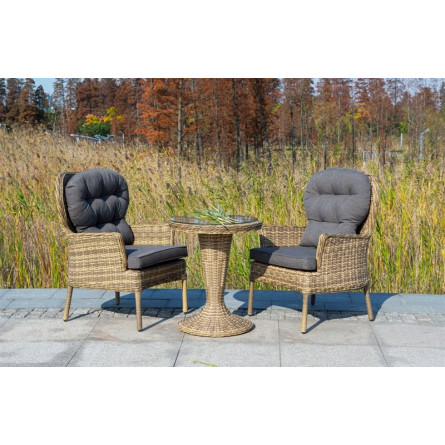 "Леванте" стол круглый из искусственного ротанга, цвет соломенный