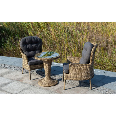 "Леванте" стол круглый из искусственного ротанга, цвет соломенный