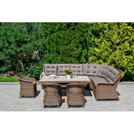 "Бергамо" плетеный правый модуль дивана, цвет коричневый