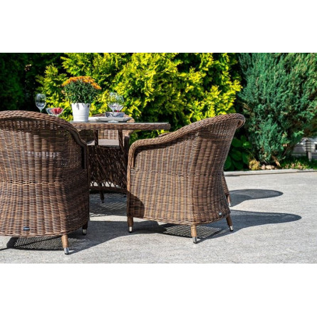 "Равенна" плетеное кресло из искусственного ротанга, цвет коричневый с серой подушкой