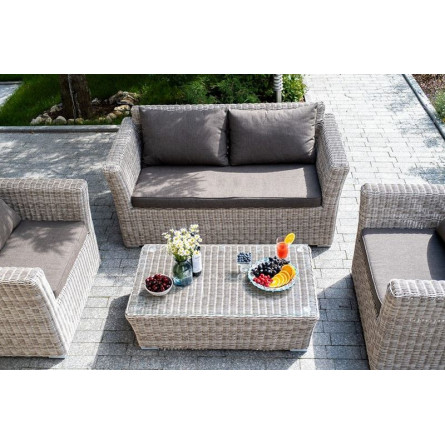 "Капучино" диван из искусственного ротанга двухместный, цвет бежевый