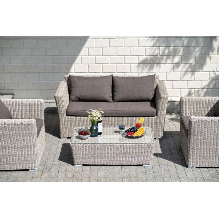 "Капучино" диван из искусственного ротанга двухместный, цвет бежевый