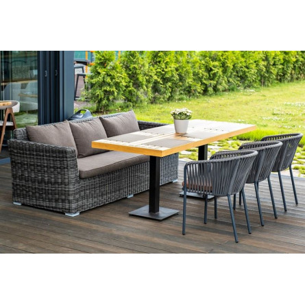 "Капучино" диван из искусственного ротанга трехместный, цвет графит