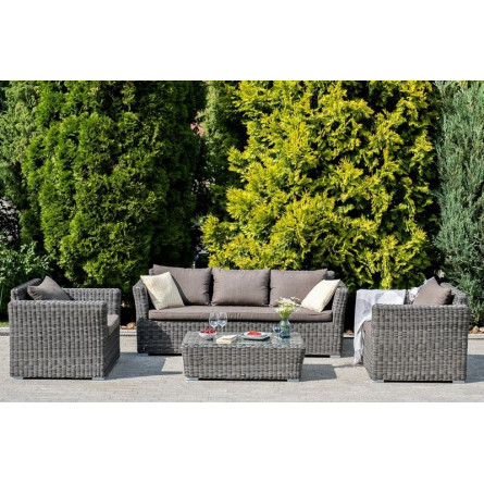 "Капучино" диван из искусственного ротанга трехместный, цвет графит