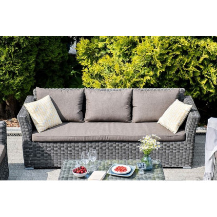 "Капучино" диван из искусственного ротанга трехместный, цвет графит