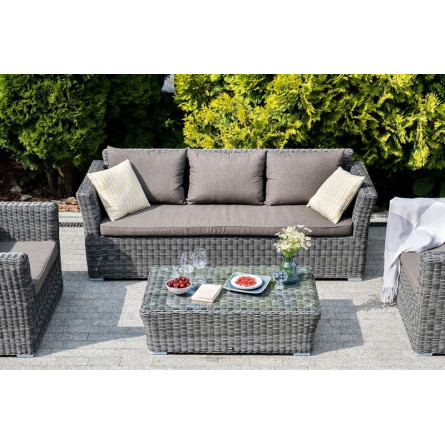 "Капучино" диван из искусственного ротанга трехместный, цвет графит