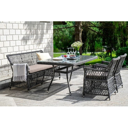 "Латте" диван двухместный из искусственного ротанга, цвет графит