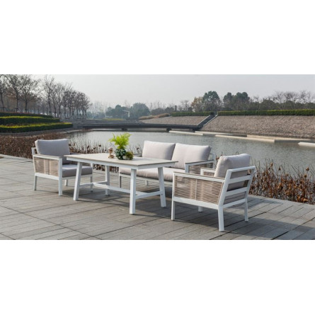 "Сан Ремо" стол обеденный из ДПК, каркас алюминиевый