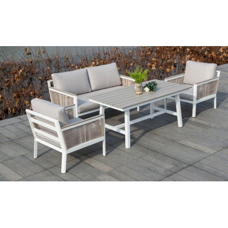 "Сан Ремо" стол обеденный из ДПК, каркас алюминиевый