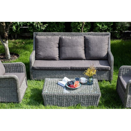 "Гляссе" лаунж-зона из искусственного ротанга (гиацинт), цвет графит