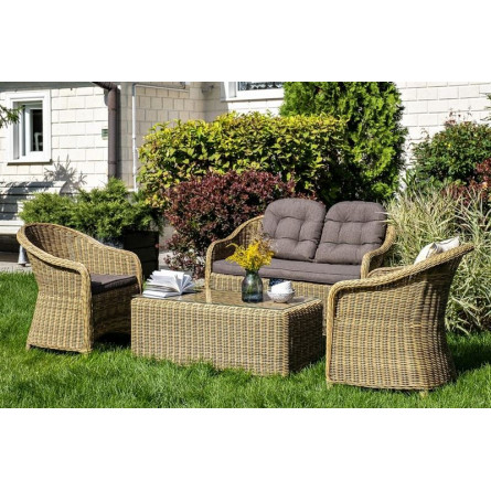 "Равенна" лаунж-зона из искусственного ротанга, цвет соломенный