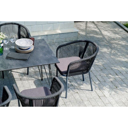 "Марсель" плетеный стул из роупа (веревки), каркас темно-серый, цвет темно-серый