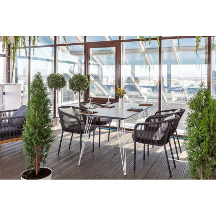 "Марсель" плетеный стул из роупа (веревки), каркас темно-серый, цвет темно-серый