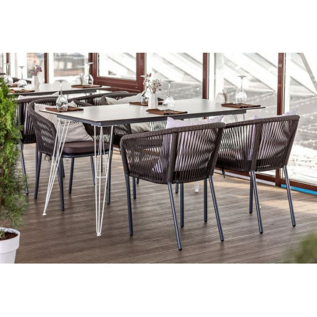 "Марсель" плетеный стул из роупа (веревки), каркас темно-серый, цвет темно-серый