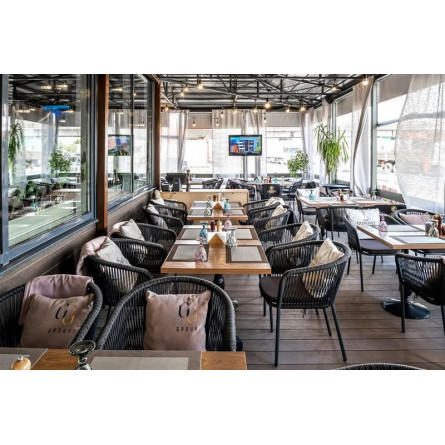 "Марсель" плетеный стул из роупа (веревки), каркас темно-серый, цвет темно-серый