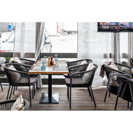 "Марсель" плетеный стул из роупа (веревки), каркас темно-серый, цвет темно-серый