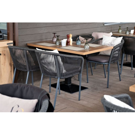 "Марсель" плетеный стул из роупа (веревки), каркас темно-серый, цвет темно-серый