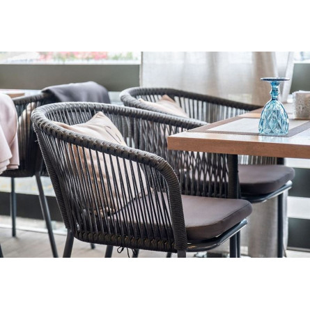 "Марсель" плетеный стул из роупа (веревки), каркас темно-серый, цвет темно-серый