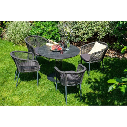 "Марсель" плетеный стул из роупа (веревки), каркас темно-серый, цвет темно-серый