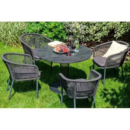 "Марсель" плетеный стул из роупа (веревки), каркас темно-серый, цвет темно-серый