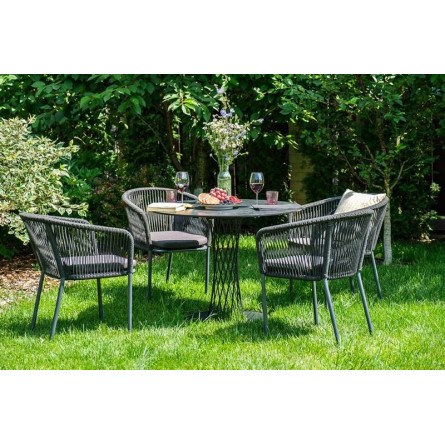 "Марсель" плетеный стул из роупа (веревки), каркас темно-серый, цвет темно-серый