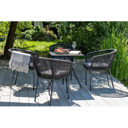 "Марсель" плетеный стул из роупа (веревки), каркас темно-серый, цвет темно-серый