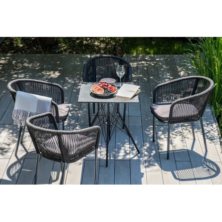 "Марсель" плетеный стул из роупа (веревки), каркас темно-серый, цвет темно-серый