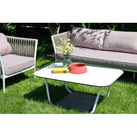 "Глория" журнальный стол 100х65см из HPL, цвет молочный